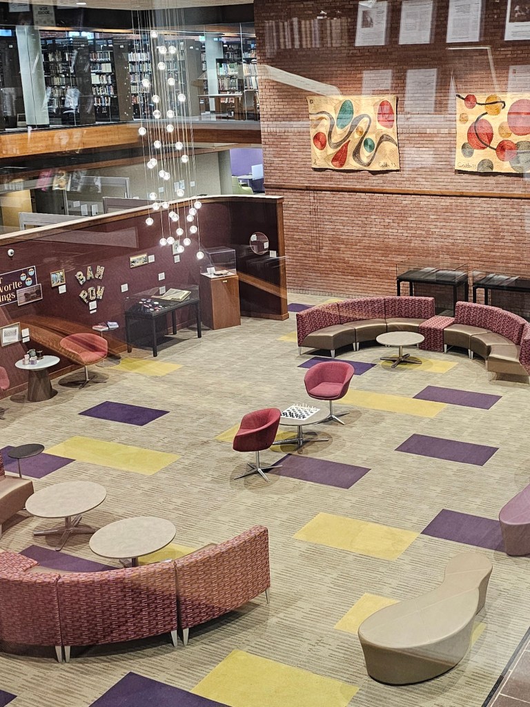 The interior of the Hutchins Library.