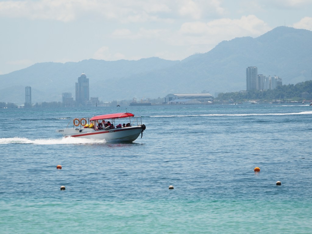 A boat in the ocean.